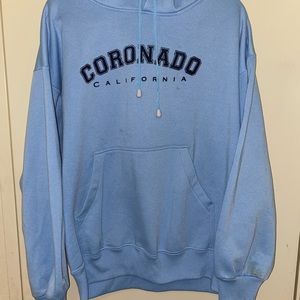 Large California Coronado light blue sweater w/hoodie